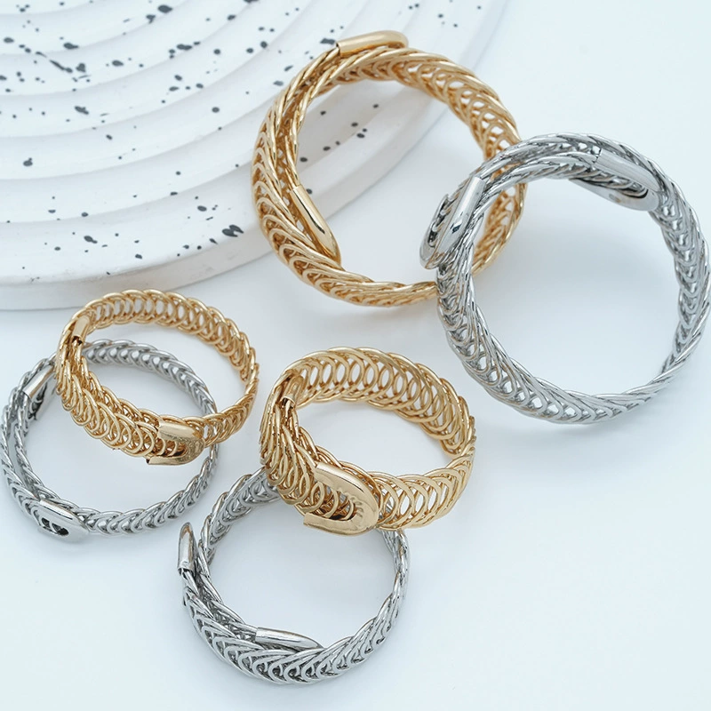 Трансграничный европейский и американский металлический браслет плетеное кольцо браслет двойной регулируемый круг модный пружинный ручной орнамент