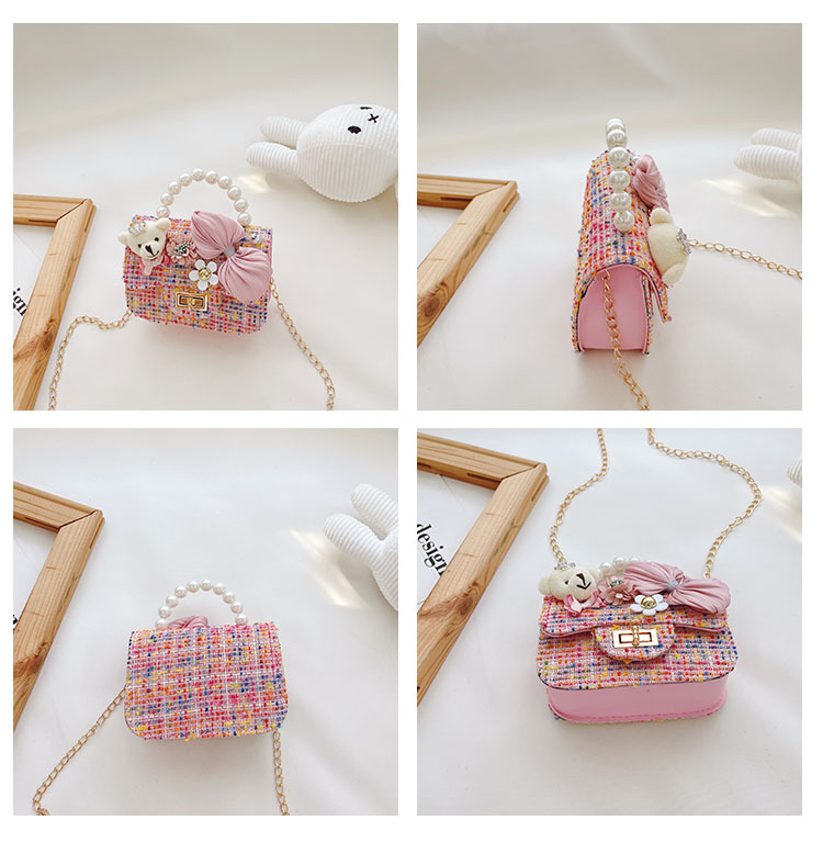 Children's One-shoulder Diagonal Bag Pearl Portable Coin Purse Bear Bow Cute Accessory Bag Wholesale display picture 30