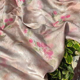 丹枝栖禽 人丝提花香云纱面料 旗袍马甲连衣裙汉服等新中式布料