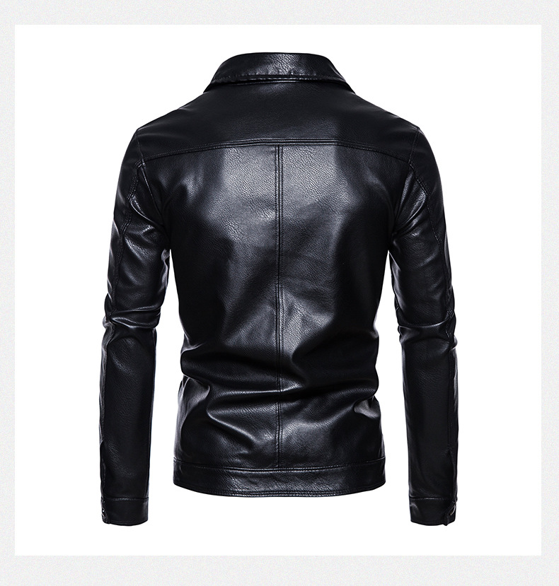 Neue trendige motorrad slim fit PU leder herren revers jacke business männer_voghion.com