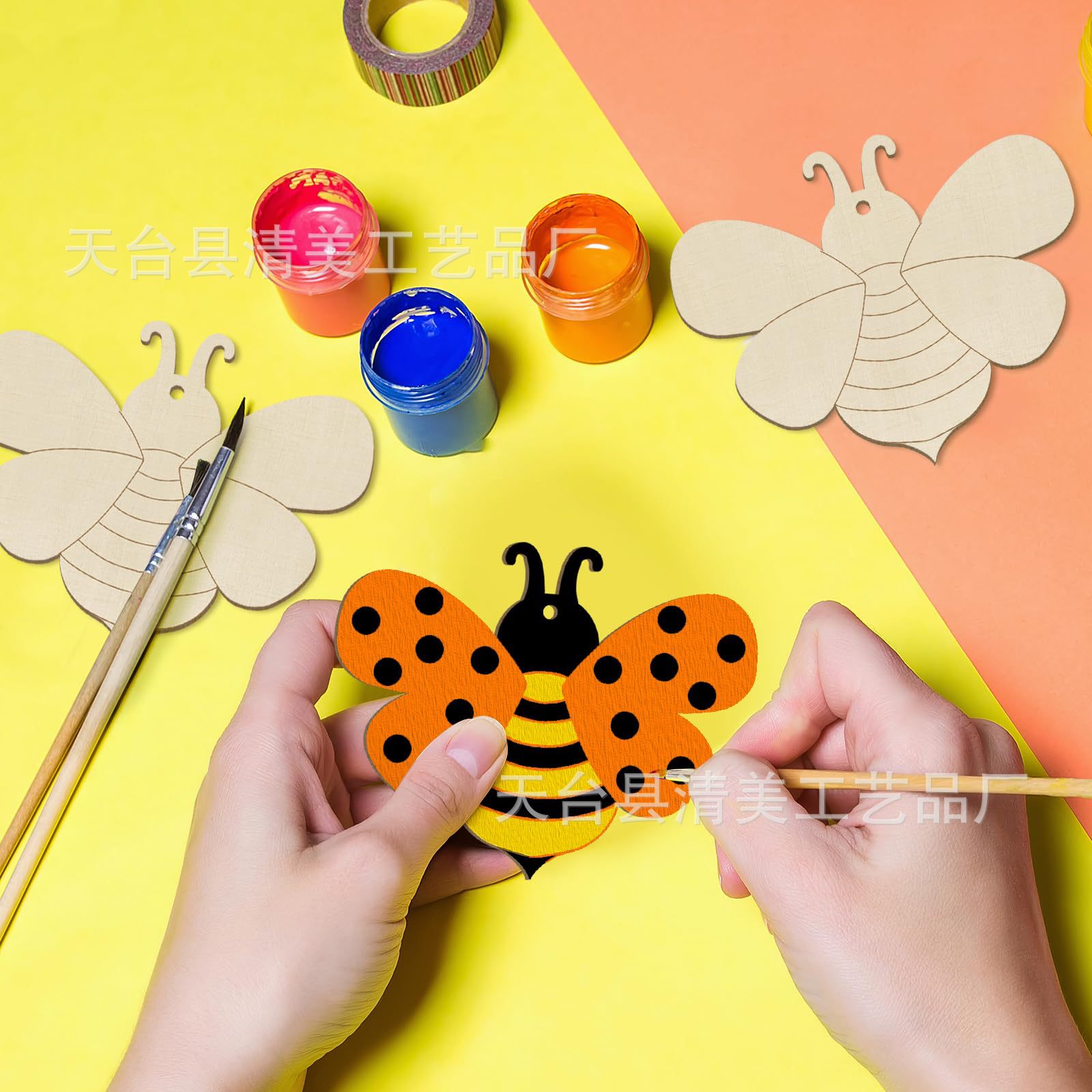 Colgante decorativo en forma de abeja de madera hueco sin terminar en blanco sin terminar decoración de abeja artesanía del hogar