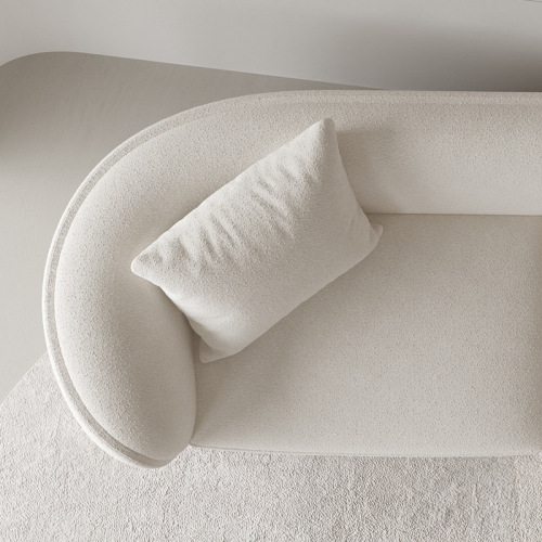 Creamy Wind Living Room Fabric Sofa Nordic Lamb Wool Curved Sofa Double Beauty Salon Office Luxury Sofa