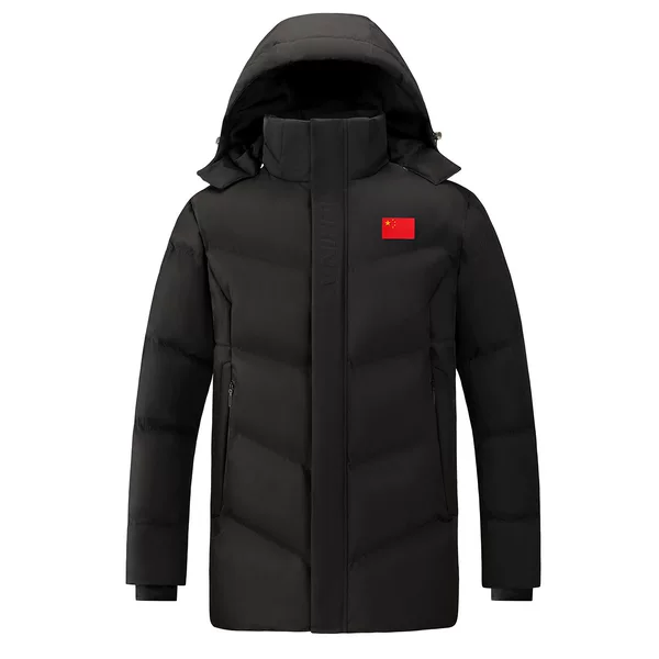 Chinese national flag short coat, thickened warm cotton jacket, winter training wear, sports cotton jacket with printed text for art school entrance exams