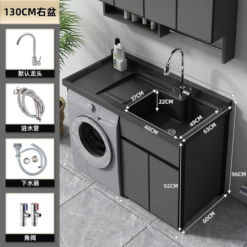 Balcón lavadora socio integrado gabinete combinación espacio de baño lavabo de aluminio mesa de lavado con lavadero fregadero