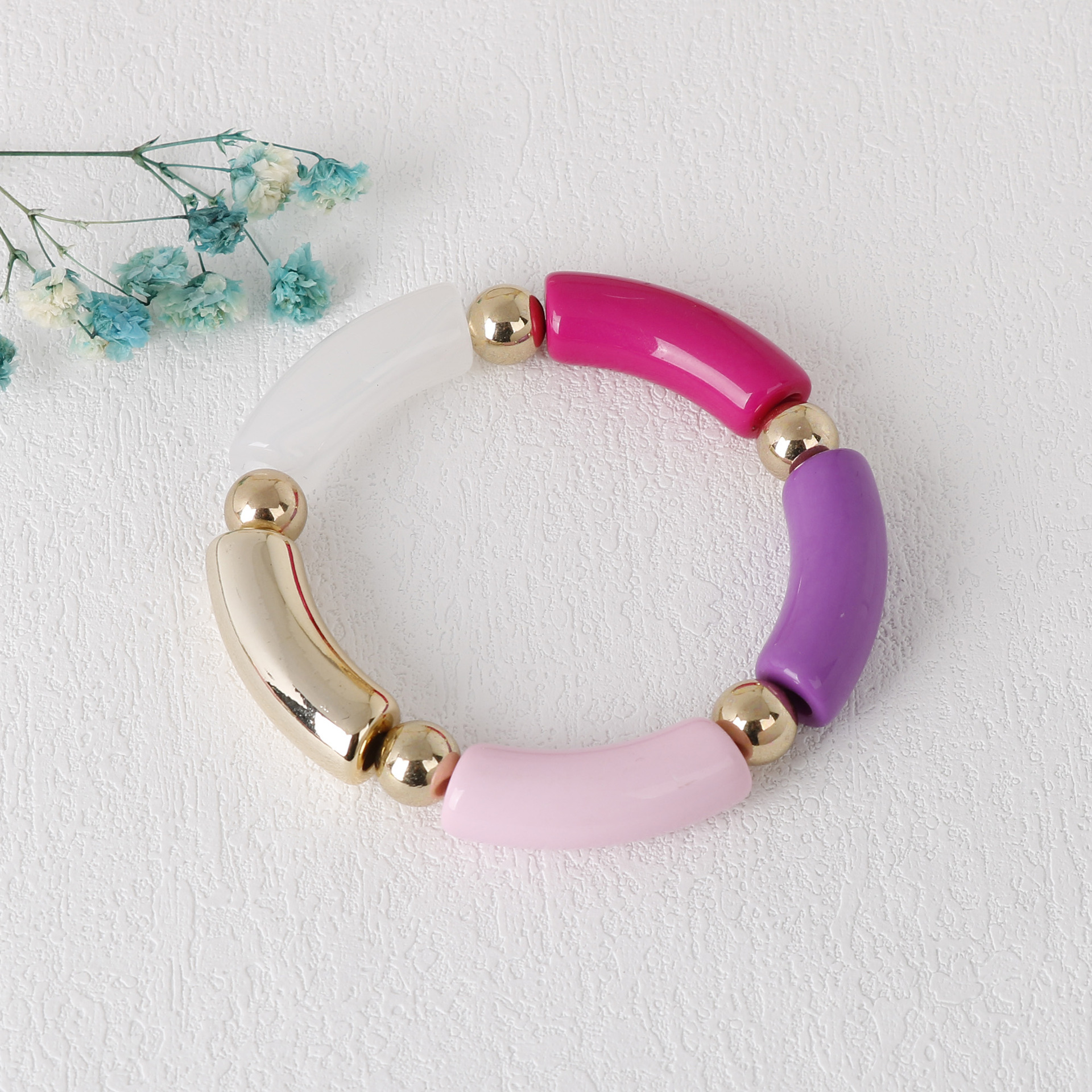 Simple Style Round Arylic Beaded Unisex Bangle 1 Piece