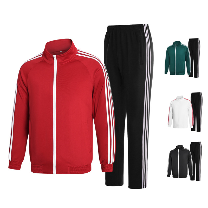 Primavera y otoño chaqueta de trabajo grupo trajes deportivos deportivos para estudiantes trajes deportivos de tres barras para hombres y mujeres