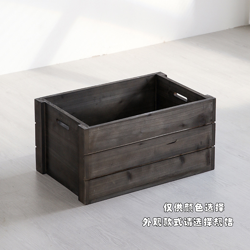 Supermercado montado caja de madera caja de almacenamiento de madera sólida caja de madera de frutas exhibición de productos de madera caja de madera retro