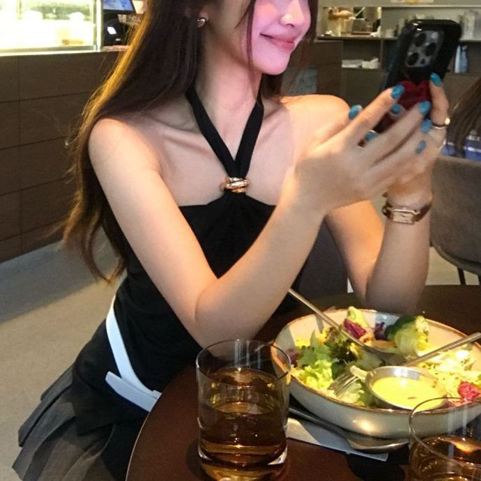 Women's Backless Halter Crop Top - Summer Bodycon Sleeveless Bustier In Black, White, Coffee_ecoleips.com