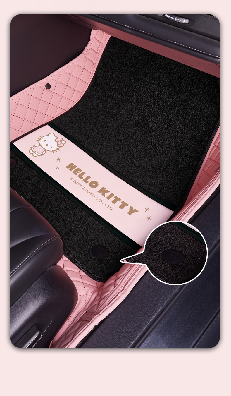 Kitty Car Floor Mats Large Surround Cartoon Cute Floor Mats Girls Pink Suitable for Xiaomi Su7 Byd