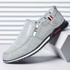 2024新款男鞋夏季亞麻透氣布鞋男士休閒鞋一腳蹬帆布鞋懶人鞋子男