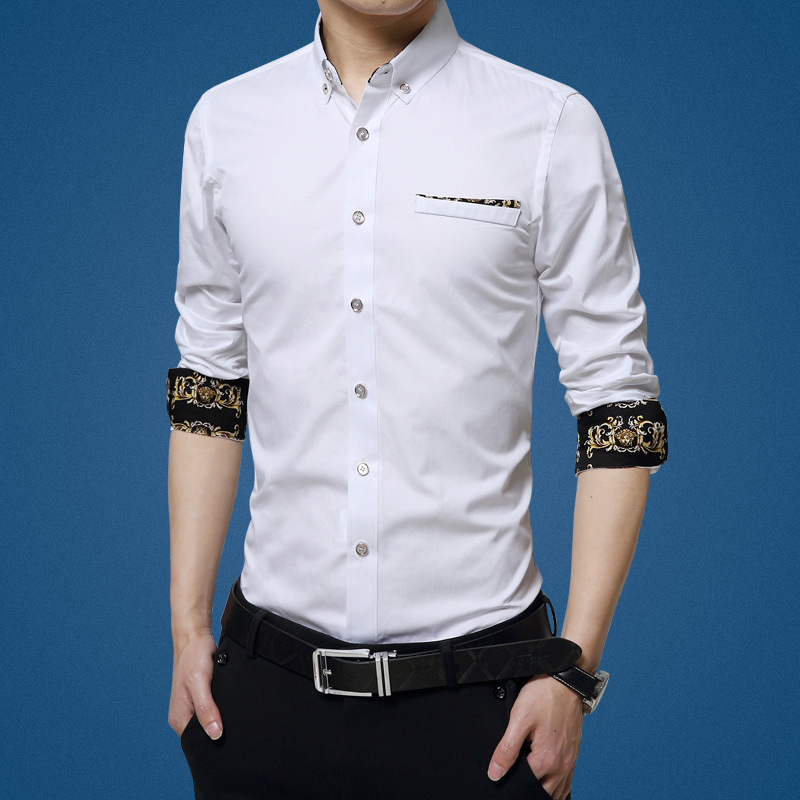 Factory direct supply 2021 men's business casual long sleeve shirt plus size Korean slim bottoming shirt