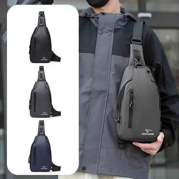 New cross-border men's chest bag, large-capacity shoulder crossbody bag, water-resistant, lightweight, casual outdoor sports phone bag