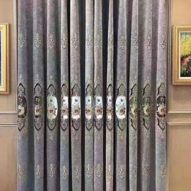 High-End Light Luxury Small Hollow-Out Water-Soluble Embroidery European-Style Living Room Blackout Curtains and Sheer Fabric Ready-Made Curtains
