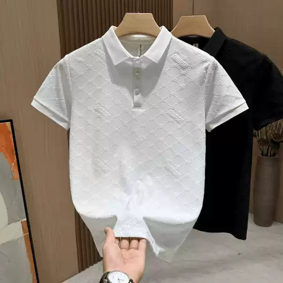 Lapel Short-sleeved Polo Shirt Men's Fashionable Brand Summer T-shirt Korean Style Slim-fit Fashionable 2025 New All-match T-shirt Top