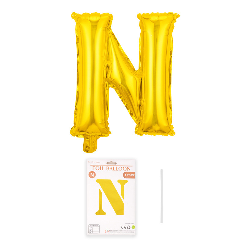 16 pulgadas alfabeto inglés tarjeta de papel independiente embalaje película de aluminio globo decoración de fiesta de cumpleaños diseño papel de aluminio globo al por mayor
