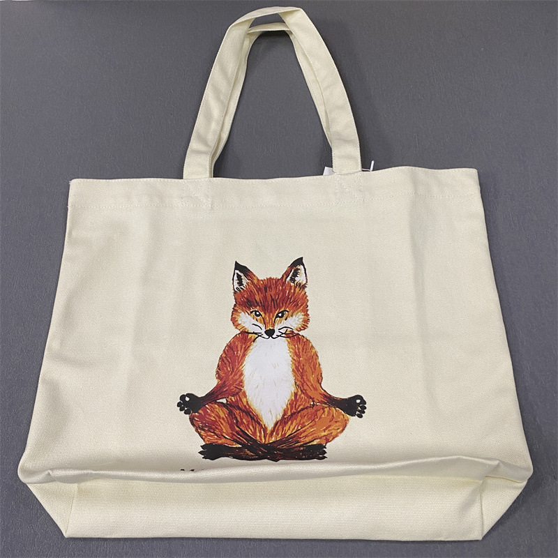 Exported to Japan and South Korea, Popular Mk Yoga Fox Print Canvas Bag Shopping Bag, Casual Handbag for Men and Women, Tote Bag Exported to Japan and South Korea, Popular Mk Yoga Fox Print Canvas Bag Shopping Bag, Casual Handbag for Men and Women, Tote Bag
