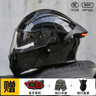 Full-Face Helmet with Led Tail – Motorcycle Safety Supplies - piano-black-m57-58-head-circumference