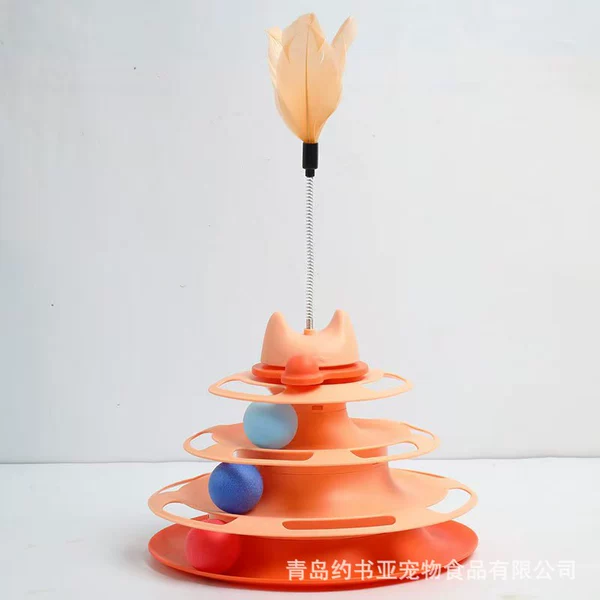 Orange turntable+teasing cat stick
