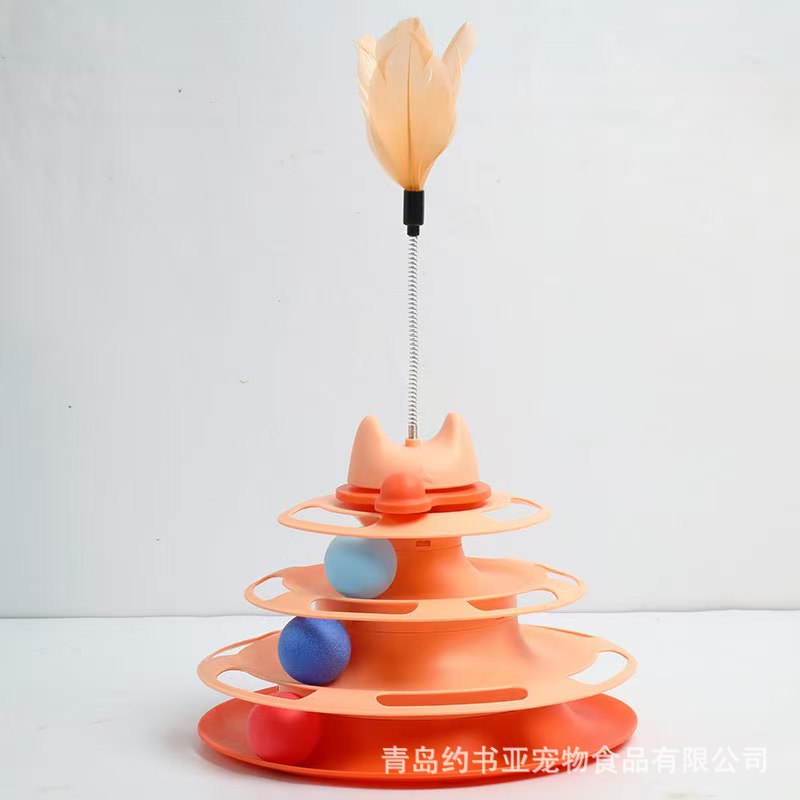 Juguete para gatos plato giratorio naranja + palo para burlarse de gatos