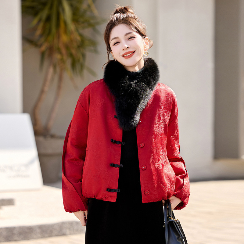 2025 New Winter This Year's Popular Beautiful New Chinoiserie National Style Fox Fur Women's down Jacket Rs2871
