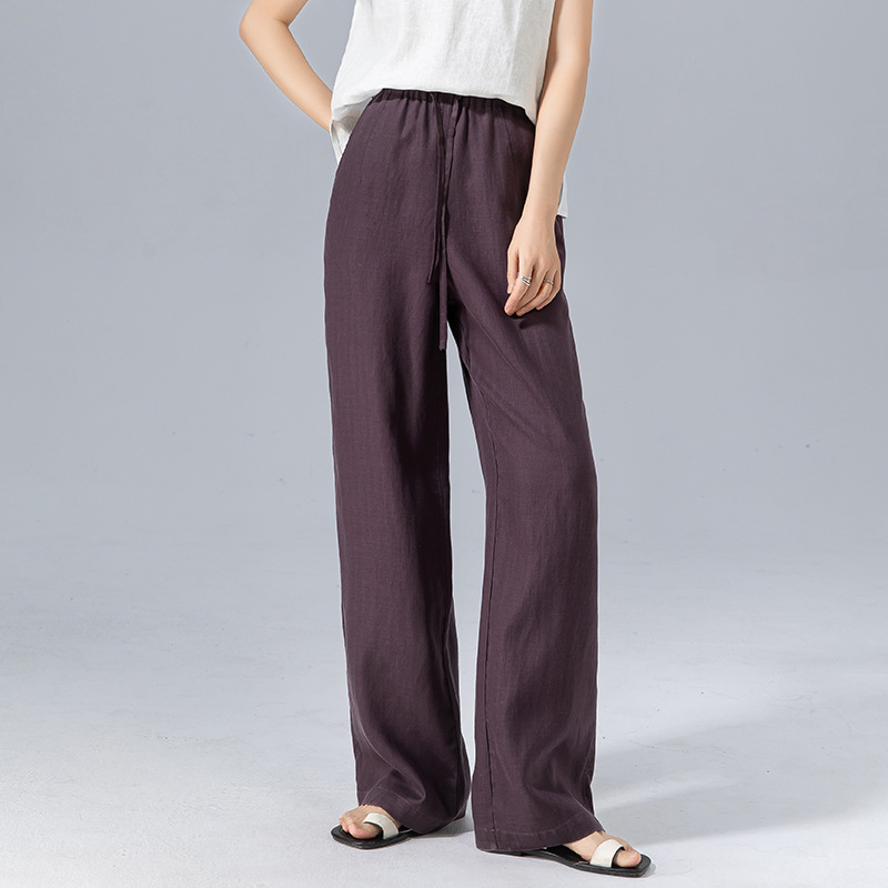 Xingge Linen Tencel Casual Pants for Women Cross-Border 2026 Summer Elastic Waist Loose Straight Wide-Leg Floor-Length Pants