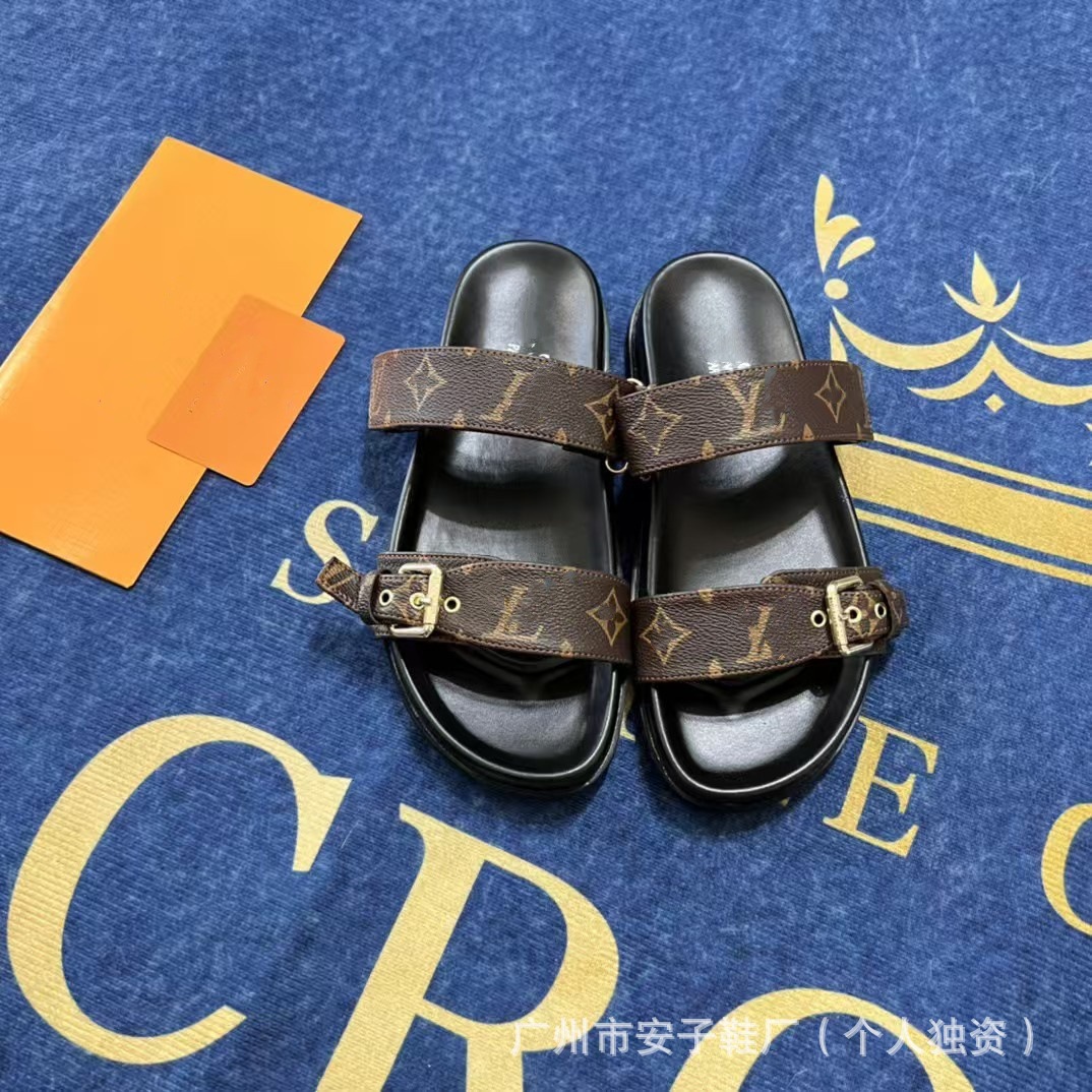 2024 nueva Europa, América, Oriente Medio, Nigeria, Singapur, Camboya, hebilla de cinturón de metal, velcro, zapatillas planas