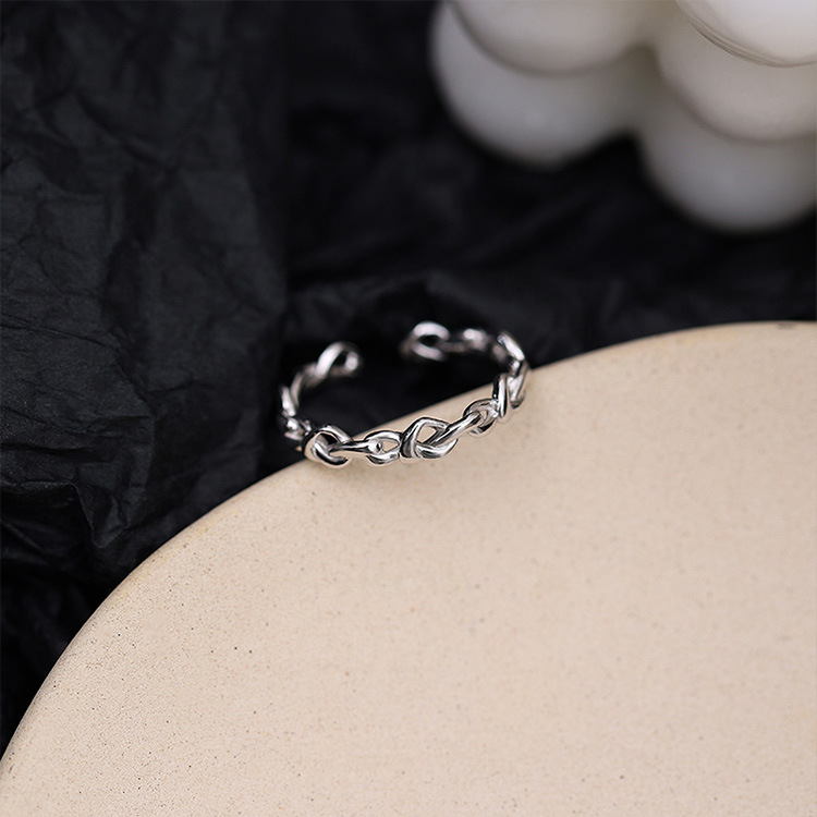 Bague en argent pur haut de gamme pour femme, personnalité à la mode, tempérament de luxe léger, design de niche, bague à bouche ouverte_voghion.com