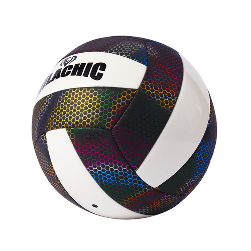 Cross-border wholesale luminous fluorescent volleyball holographic reflective luminous volleyball No. 5 PU colorful machine-sewn volleyball