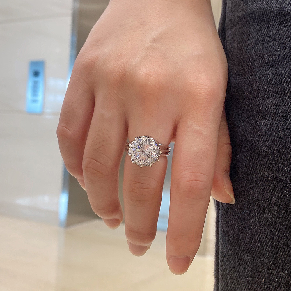 Fashion Flower Sterling Silver Plating Zircon Rings 1 Piece