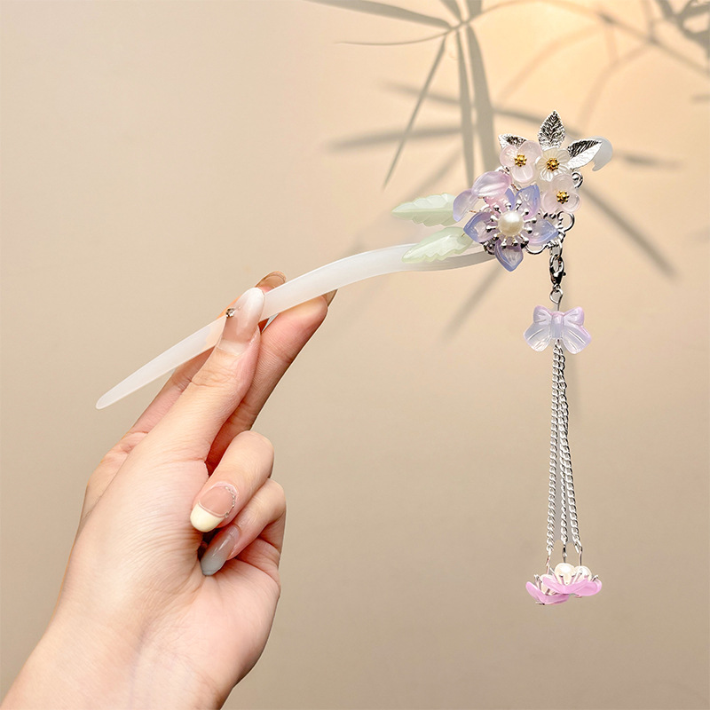 Nueva horquilla china 2025 nuevo estilo estilo antiguo horquilla mujer falda de cara de caballo de alta calidad estilo nacional horquilla de madera paso a paso horquilla tocado