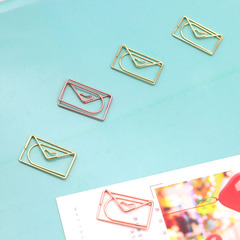 Factory-direct supply creative metal paper clips, unique shaped colored paper clips, envelope-shaped rose gold creative paper clips