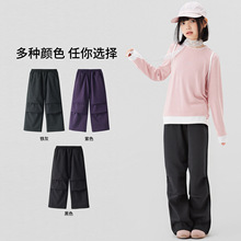 女童加绒裤子秋冬新款工装裤儿童男童宝宝加厚保暖宽松长裤特卖