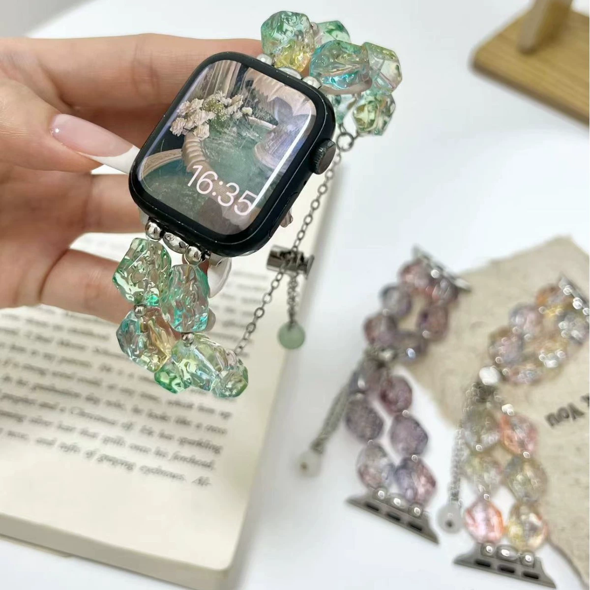 Кристальный ремешок-молния, подходит для Apple Watch, ремешок iWatch9/S8/SE/5/6