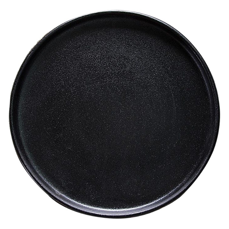 Placa de carne de cerámica esmerilado negro placa de horno redonda placa de sushi esmalte grueso placa de carne a prueba de arañazos hotel de exportación al por mayor