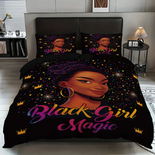 外贸出口床品定制黑人女孩3D印花床上三件套被套跨境家纺源头工厂