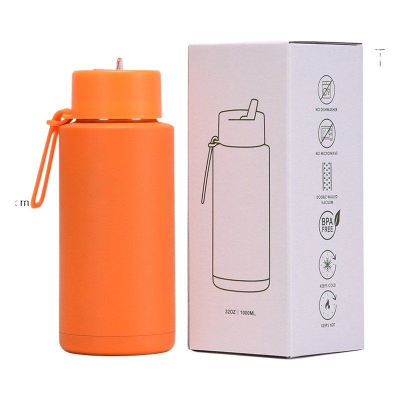 2025 nuevo hervidero deportivo de acero inoxidable de gran capacidad, de boca grande portátil estadounidense de 1L, preservación del calor y enfriamiento al vacío