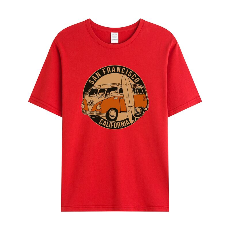 独立駅クロスボーダー男性レトロ車模様綿100% ゆるいプルオーバー半袖tシャツ|undefined