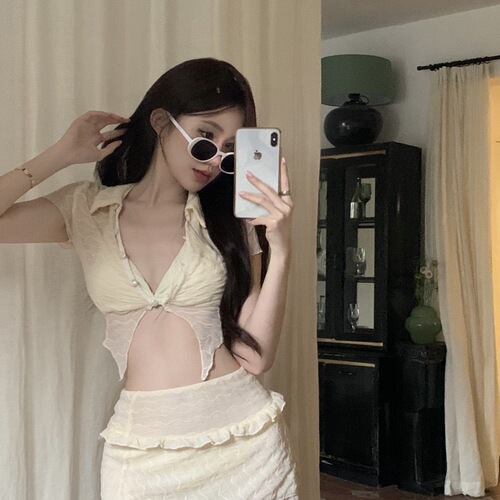 Women's split swimsuit summer pure desire sexy hot girl high waist covering belly slimming seaside vacation small breasts push up hot spring swimsuit