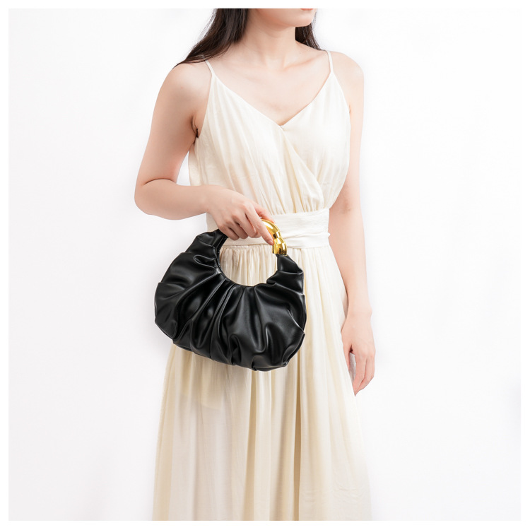 Cloud Fold Handbag – Asymmetric Crinkle PU Clutch With Magnetic Closure & Phone Slot (5 Colors, Minimalist Evening Bag, Structured Yet Soft)_voghion.com