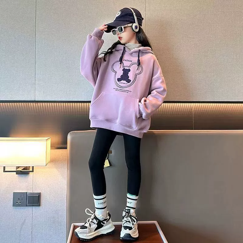 Осенний детский худи с капюшоном в западном стиле, свободный крой, размеры 130–170 см
