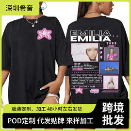 图片印花t恤歌手Emilia Mernes MP3巡演服装为男子审美休闲嘻哈袖