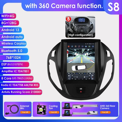 DVD Navigation – Tourneo, Vertical Screen Android - model-b-with-360-camera-8128g-wifi4g-lte-version-7862-carplay-eight-core-97inch-suitable-for-13-21-ford-tourneo