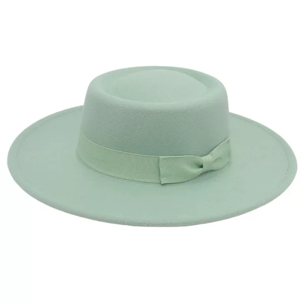 Cross-Border Korean Style Cashmere Hat, Versatile Bow Dome Convex Large Brim Fashionable Casual Woolen Felt Hat Hat