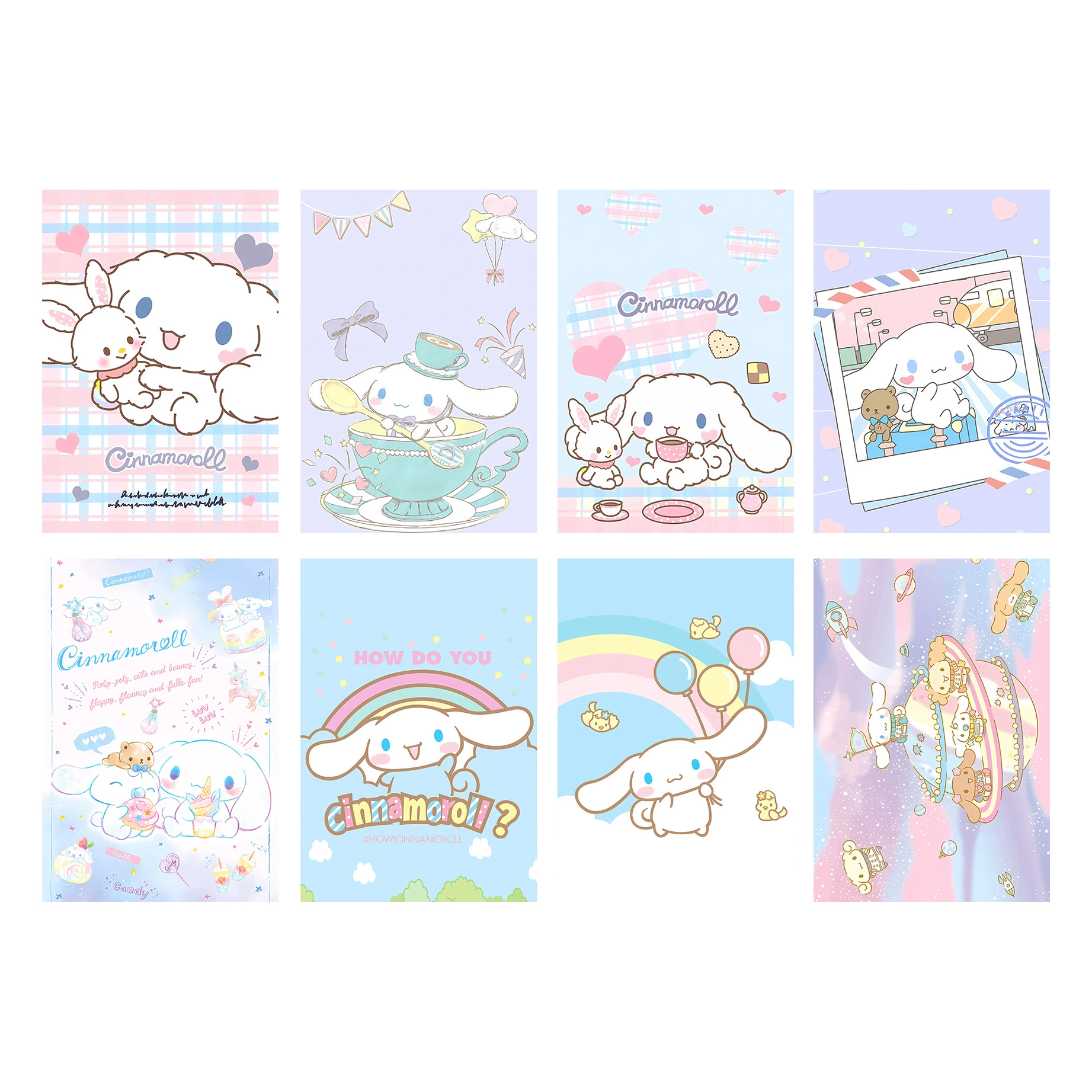 Самоклеящиеся наклейки на плакаты (Sanrio) 42×28.5 см, набор из 8 милых дизайнов персонажей