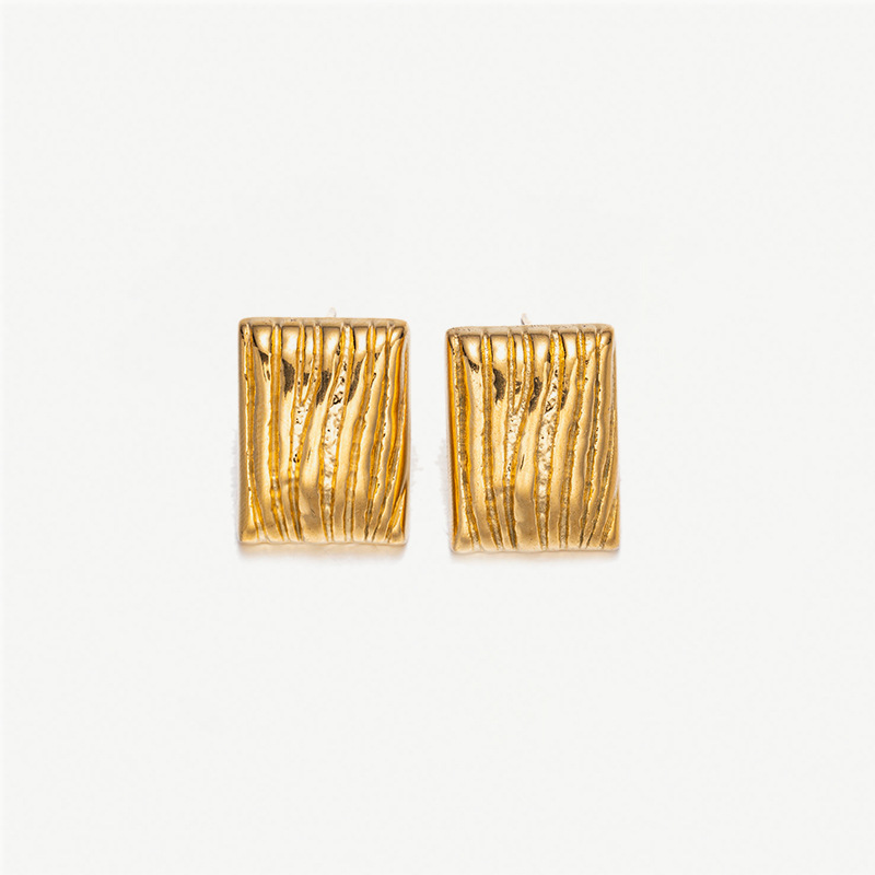 TENA transfronterizo de alta calidad texturas plegadas pendientes de acero inoxidable mujeres estilo de diseño de nicho simple pendientes de acero de titanio