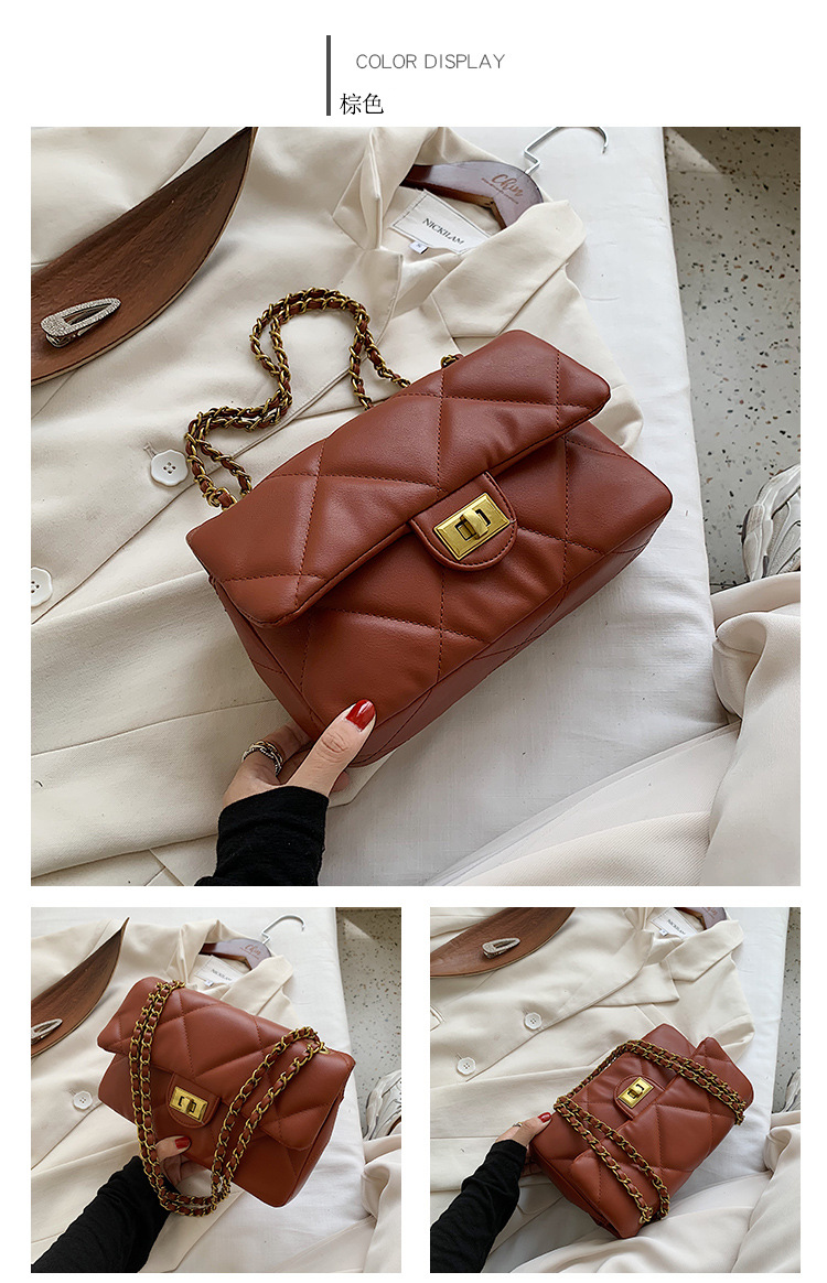 Wholesale Rhombus Solid Color Messenger Shoulder Small Square Bag Nihaojewelry display picture 10