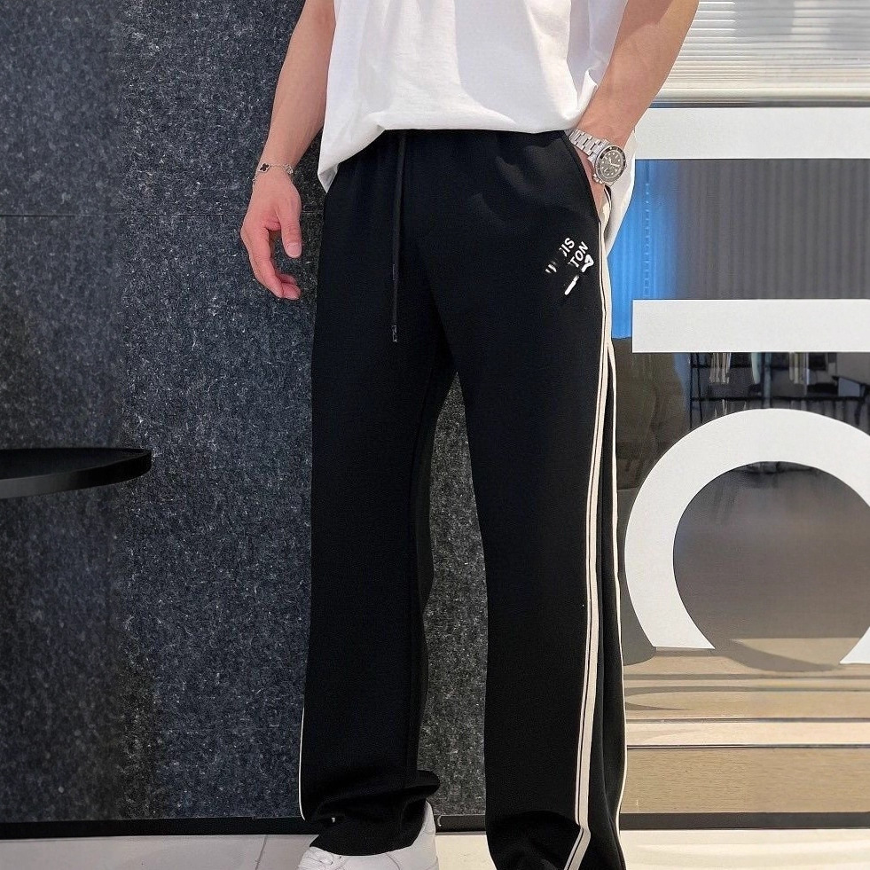 Original High Version Lujia New Casual Wide-Leg Pants with Letter Print Side Webbing Long Pants Unisex Sweatpants
