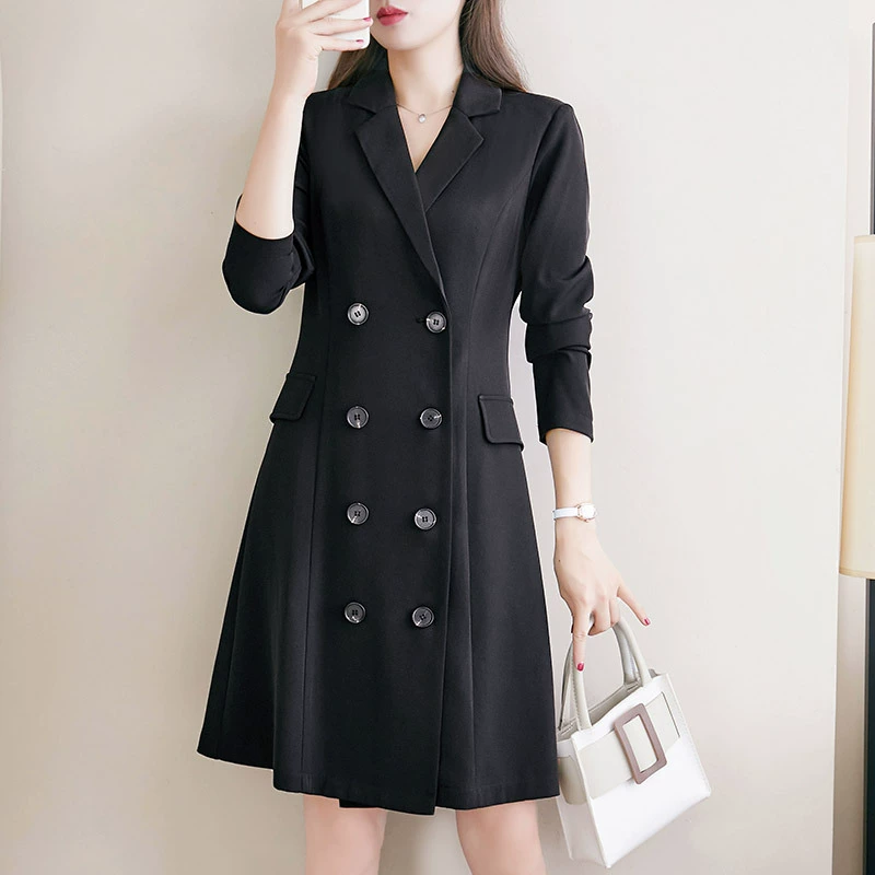 Платье 2022 ВЕСНА Новинка слегка толстый мм тонкий живот 200 кг плюс сайз женский двубортный костюм с юбкой