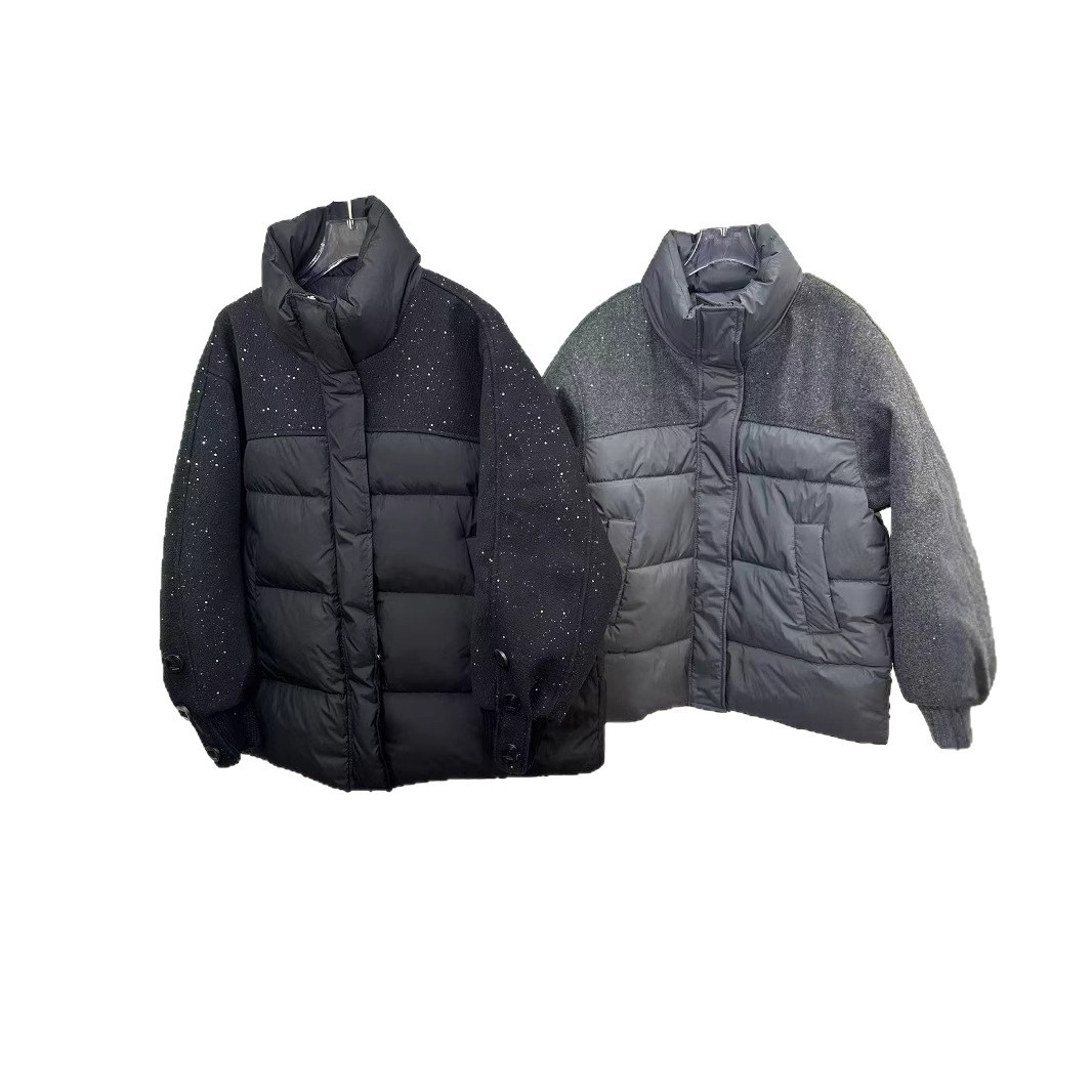Moda corta de pluma de algodón mujer 2025 invierno nuevo aire de invierno de fragancia de viento de diapositivas empalmadas chaqueta de algodón caliente abrigo de moda image 5