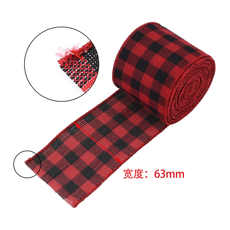 63mm transfronterizo nuevo clásico TELA ESCOCESA copia borde cáñamo cinturón alambre grande arco material con decoración de Navidad